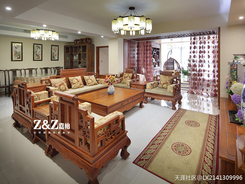 深业滨江半岛133平中式拆修效果图--灿烂风华