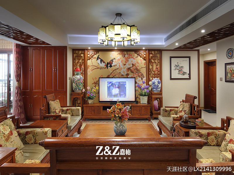 深业滨江半岛133平中式拆修效果图--灿烂风华