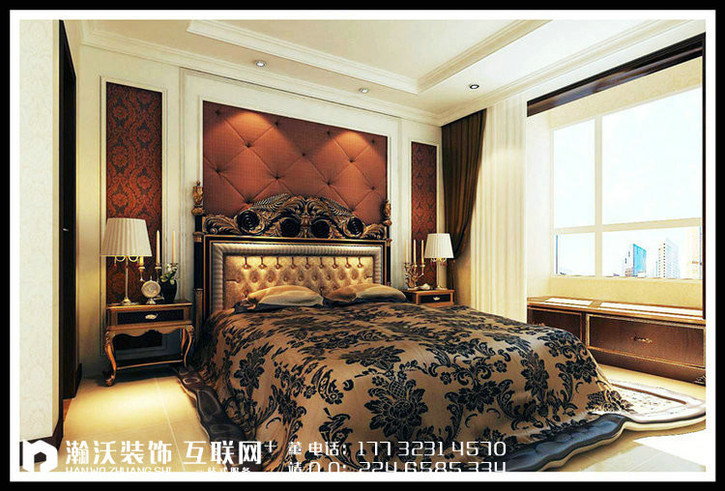 【石家庄奥北公元拆修】120平米-美式古典气概拆修效果图-瀚沃粉饰