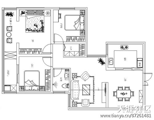 旭日龙园109平3室2厅样板间拆修效果图