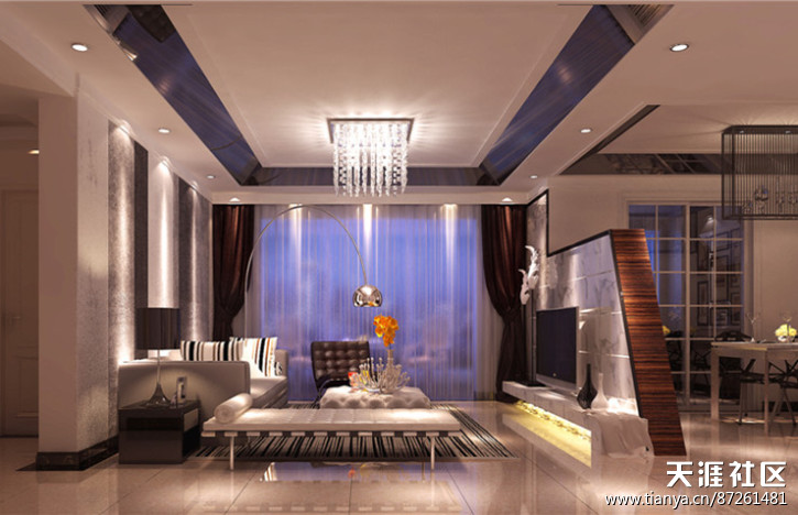 旭日龙园109平3室2厅样板间拆修效果图