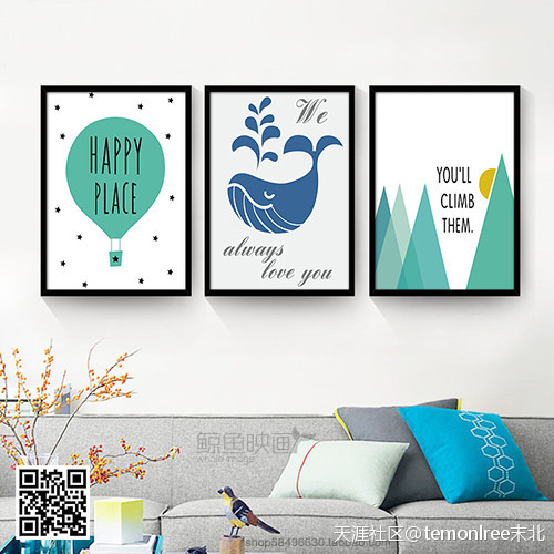 客厅沙发布景墙粉饰画安插效果图赏识。