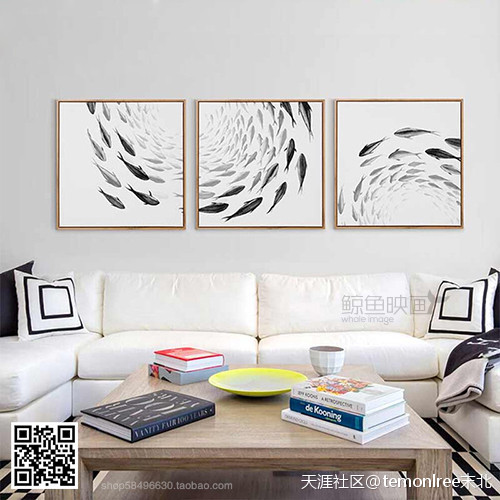 客厅沙发布景墙粉饰画安插效果图赏识。