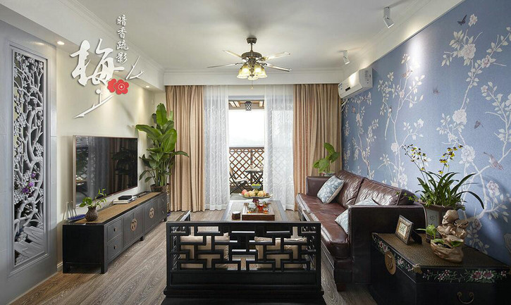 【石家庄碧景园拆修】129平米-新中式气概拆修效果图-瀚沃粉饰
