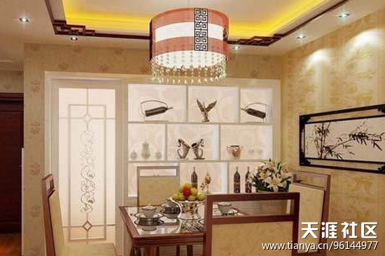 中式气概餐厅布景墙拆修效果图