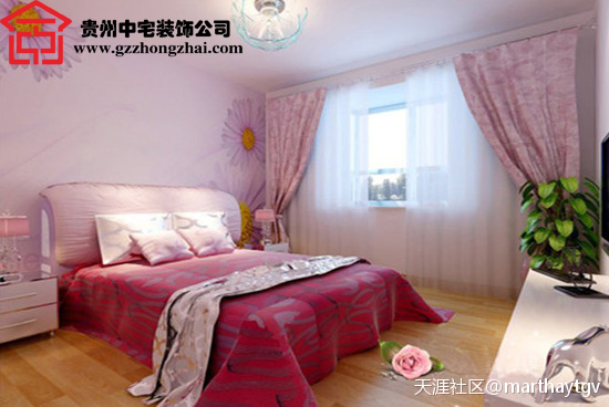 贵阳浪漫成婚房卧室拆修效果图_贵州中宅粉饰公司(转载)