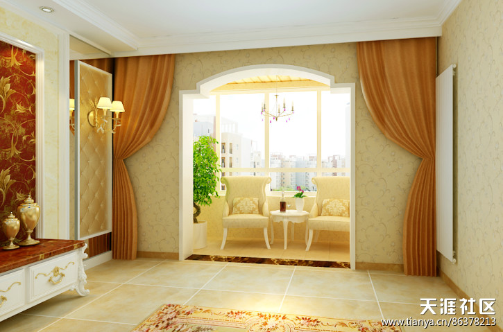 石家庄发源小区四室两厅两卫新古典气概拆修效果图