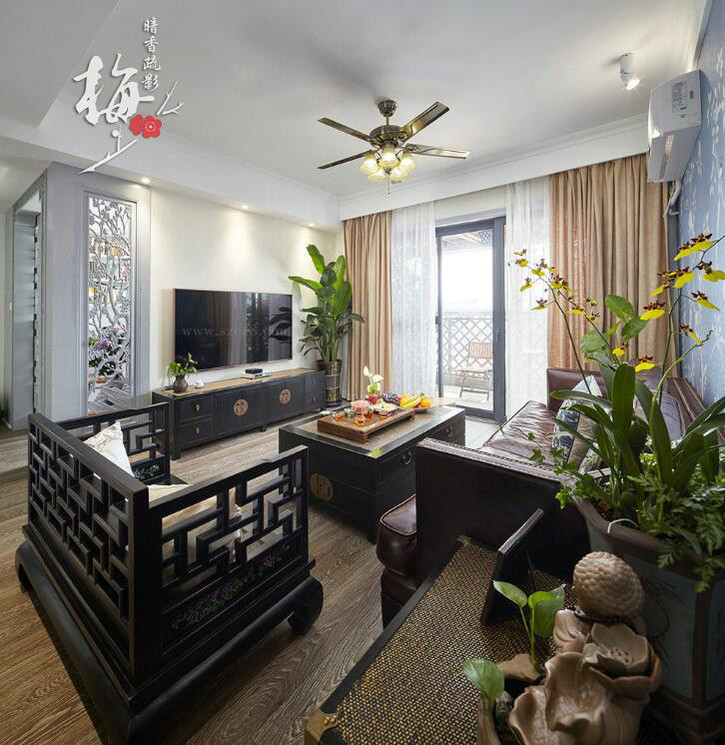 【石家庄碧景园拆修】129平米-新中式气概拆修效果图-瀚沃粉饰