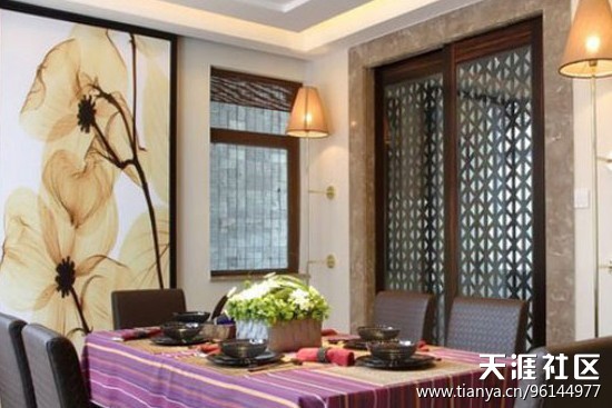 中式气概餐厅布景墙拆修效果图