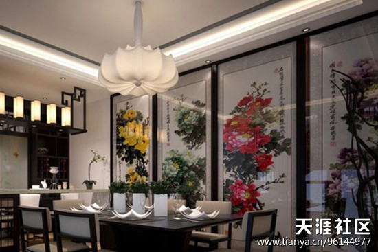 中式气概餐厅布景墙拆修效果图