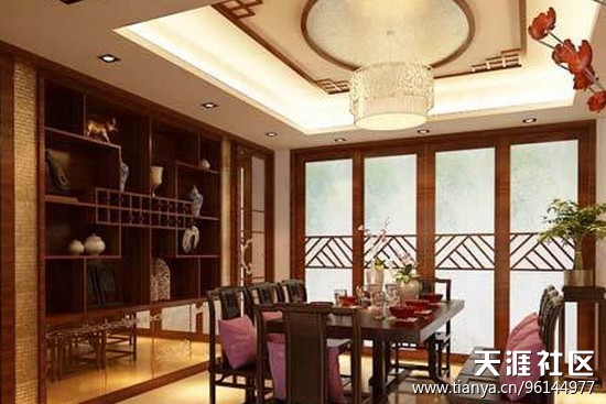 中式气概餐厅布景墙拆修效果图