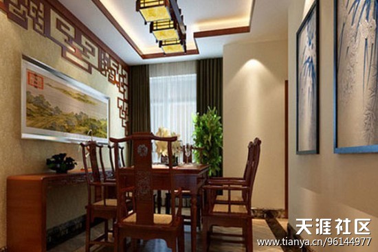 中式气概餐厅布景墙拆修效果图