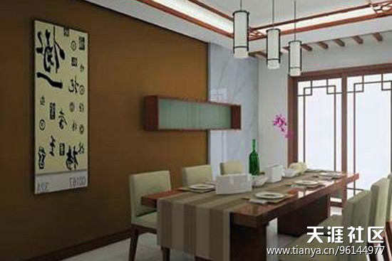 中式气概餐厅布景墙拆修效果图