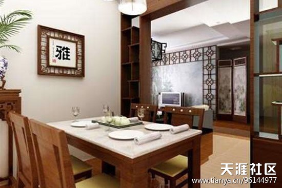 中式气概餐厅布景墙拆修效果图