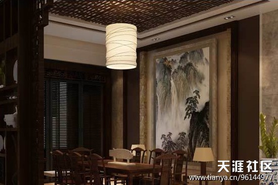 中式气概餐厅布景墙拆修效果图