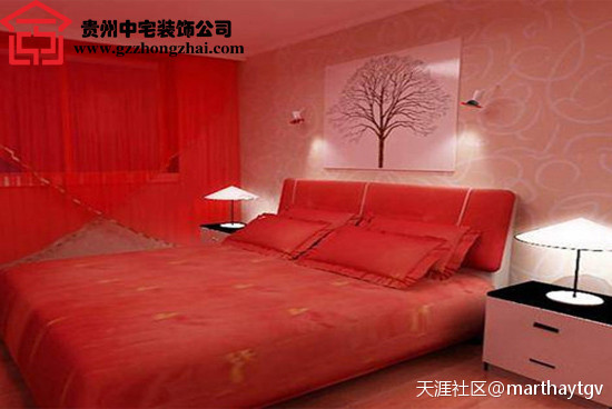 贵阳浪漫成婚房卧室拆修效果图_贵州中宅粉饰公司(转载)