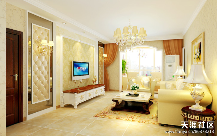 石家庄发源小区四室两厅两卫新古典气概拆修效果图