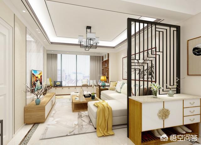 进门后左面是一面墙右面是客厅，该若何停止拆修设想？