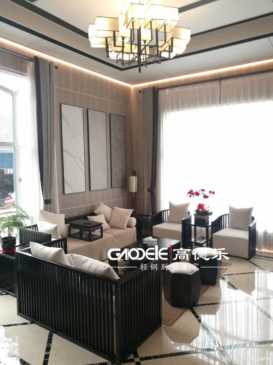 新农村二层轻钢别墅效果图赏识（含室内拆修完后的实在案例）