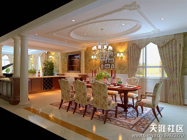 碧水庄园欧式风古典格拆修设想效果图