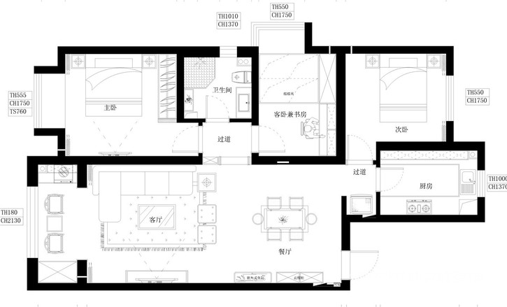 幸福里124平米中式气概拆修效果图----太原业之峰粉饰