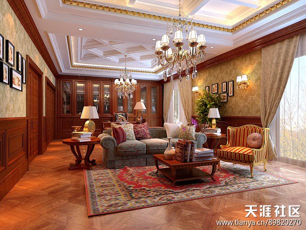 碧水庄园欧式风古典格拆修设想效果图