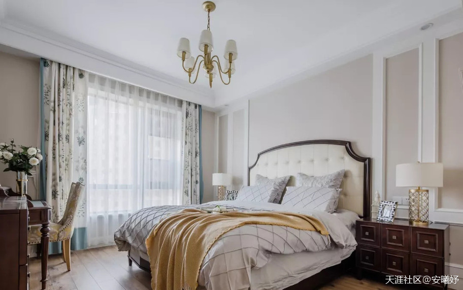 超都雅的140㎡美式拆修，快来一睹芳容吧！主卧藏了个大衣帽间！