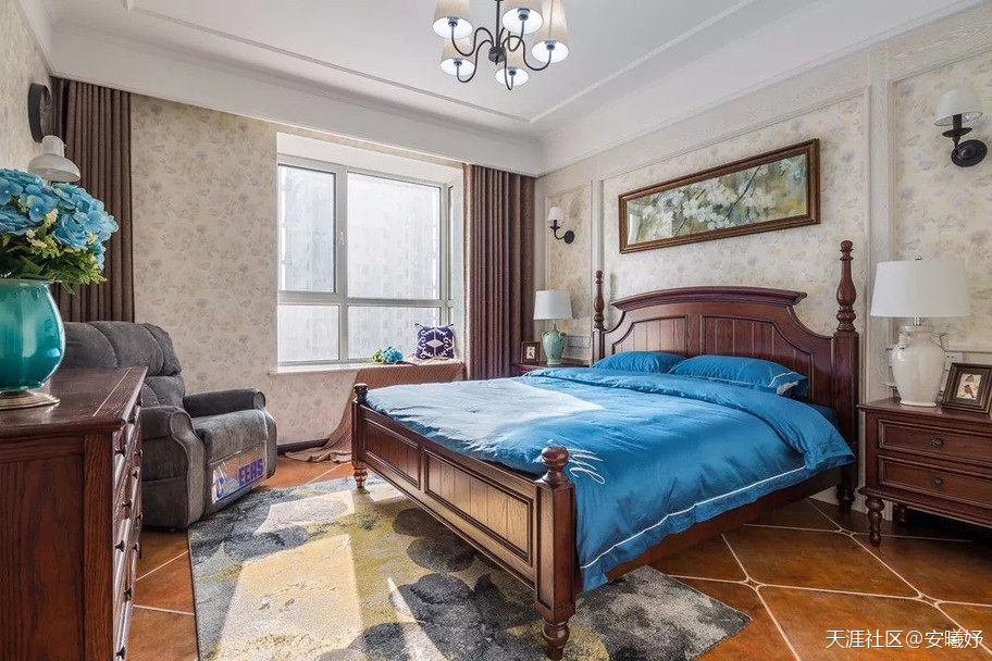 160㎡复古美式拆修，主卧实的好标致！