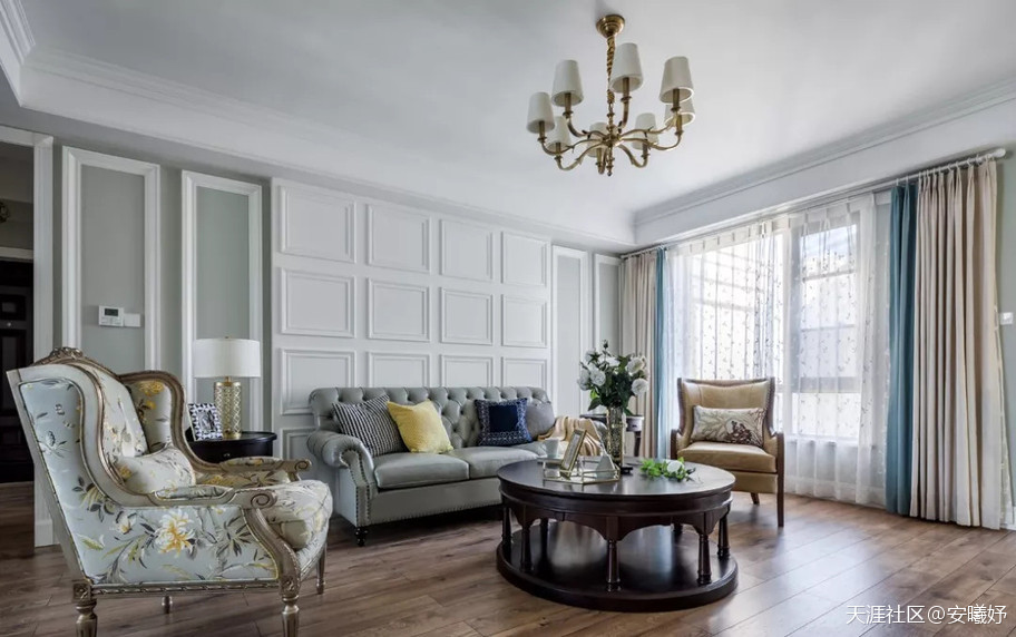 超都雅的140㎡美式拆修，快来一睹芳容吧！主卧藏了个大衣帽间！