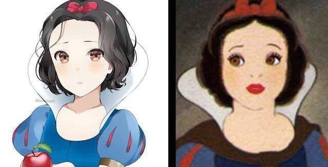日本画风的迪士尼公主，白雪公主清纯动人，仙蒂温柔美丽！