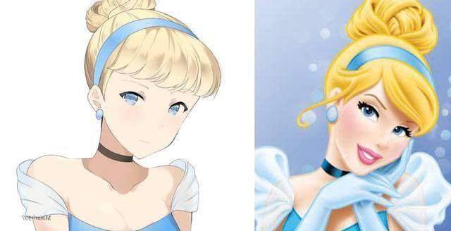 日本画风的迪士尼公主，白雪公主清纯动人，仙蒂温柔美丽！