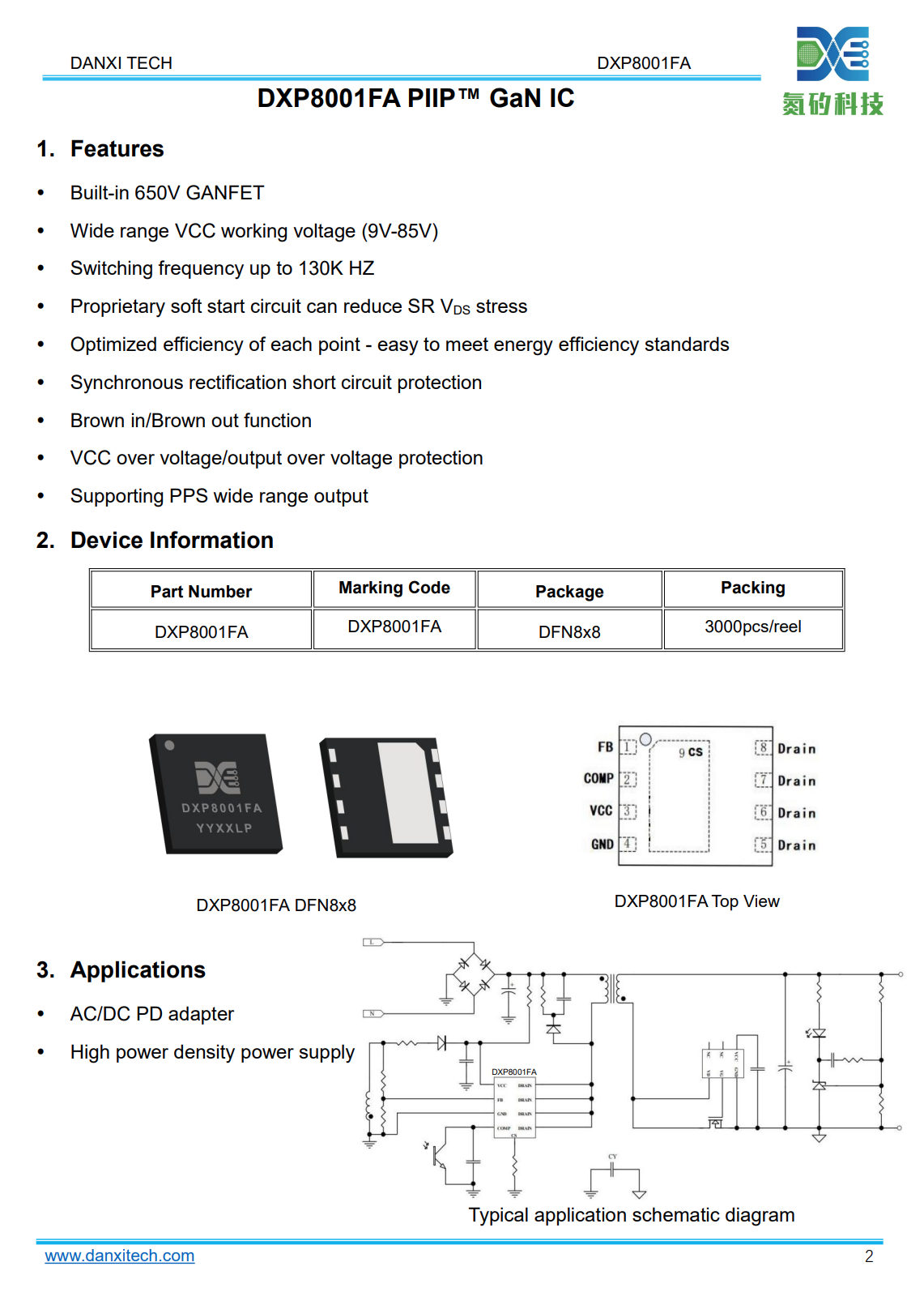 氮矽DXP8001FA氮化镓集成控制器芯片加持，65W多口快充方案解析