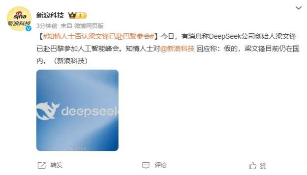DeepSeek梁文锋用黑科技远程参加巴黎AI峰会？假的！