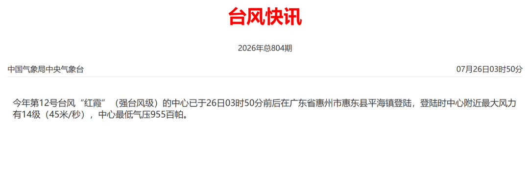 刚刚!台风“红霞”以巅峰强度在惠州登陆!